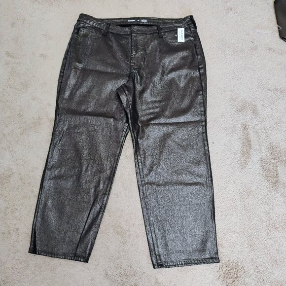 Woman's Jeans Black Denim Metallic Finish size 18P - Picture 1 of 8